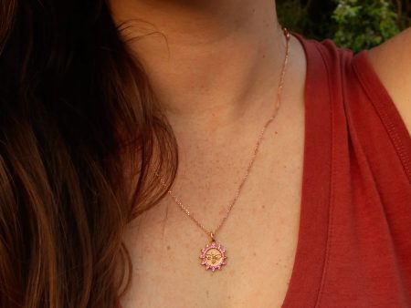 Be Passionate - Rose Gold & Pink Sapphires, Bee-Inspired Pendant & Necklace For Sale