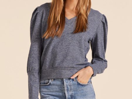 PUFF SLEEVE V-NECK SWEATSHIRT Online