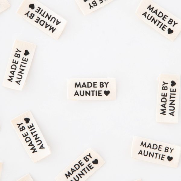 Woven Sew-In Labels - Made by Auntie Organic Cotton (pack of 8) Supply