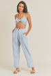 Linen Spaghetti Strap Tube Crop Top Fashion