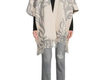 Grey and White Printed Chunky Knit Oversized Wrap Supply