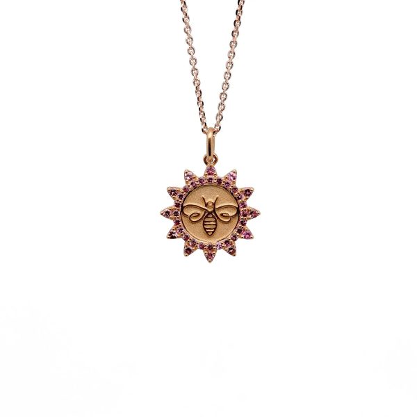 Be Passionate - Rose Gold & Pink Sapphires, Bee-Inspired Pendant & Necklace For Sale