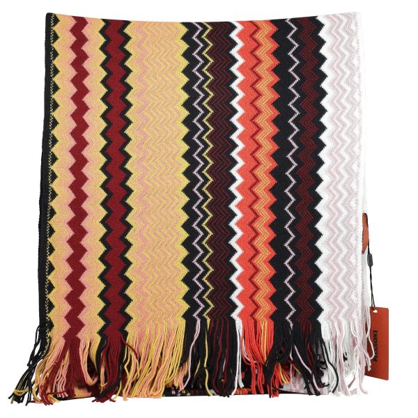 Missoni Neutrals Multicolor Scarf With Zigzag Patterns & Fringes Supply