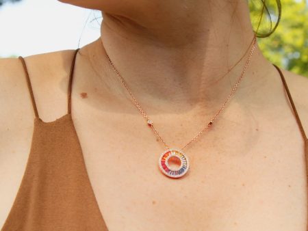 Rainbow Baguette Halo Bezel Necklace Online Hot Sale