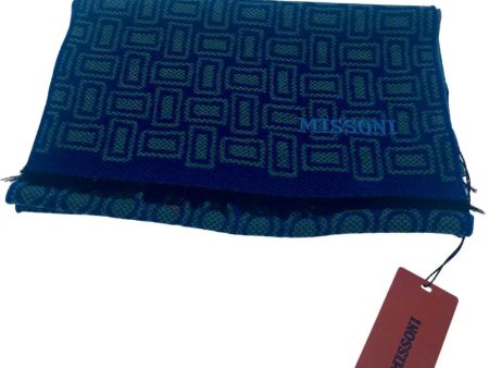 Blue Wool Scarf with Missoni Brand Logo Discount