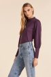 SHIRRED SLEEVE MOCKNECK TOP Online Hot Sale