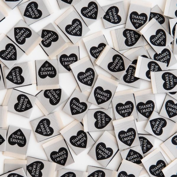 Woven Sew-In Labels - Thanks I Made It Heart (pack of 8) For Discount