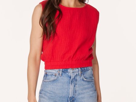 CREWNECK TANK WITH ELASTIC HEM on Sale