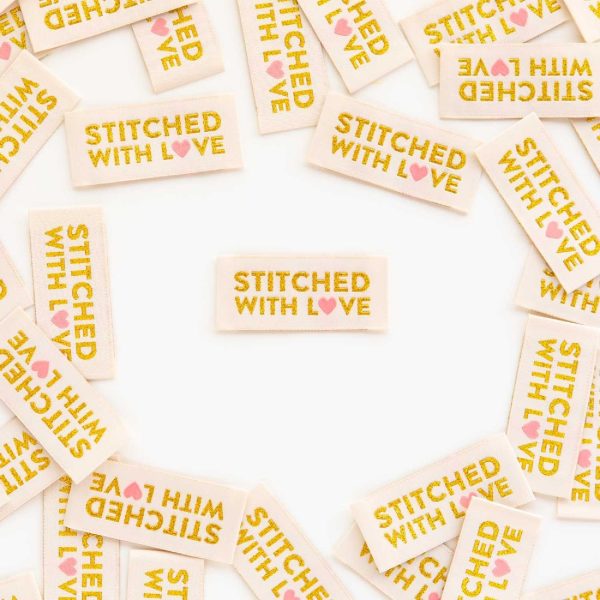 Woven Sew-In Labels - Stitched With Love (pack of 8) Online Sale