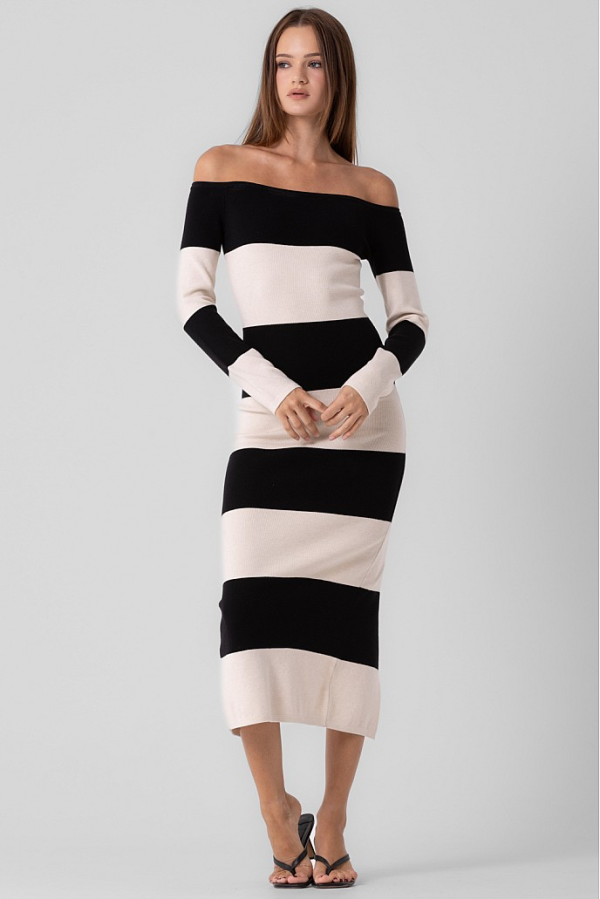 Wednesday Striped Midi Dress For Cheap