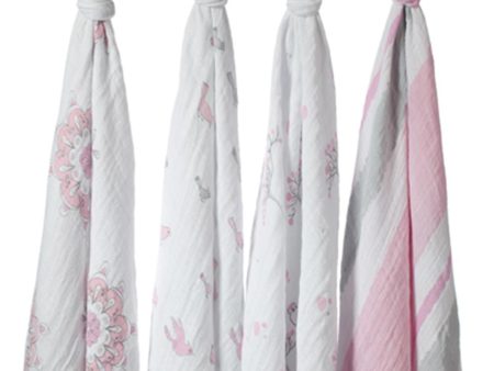 swaddles aden anais flores rosadas  set de 4 Cheap